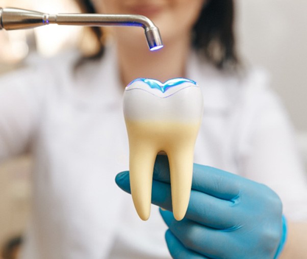 patient getting tooth-colored filling in Carrollton  