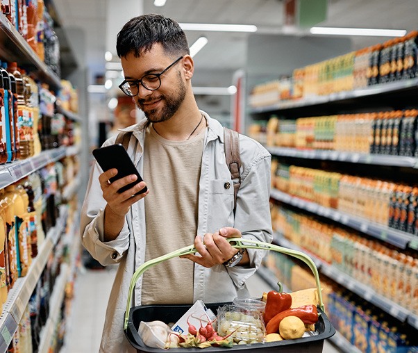 a man going grocery shopping