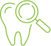 Animated tooth with magnifying glass