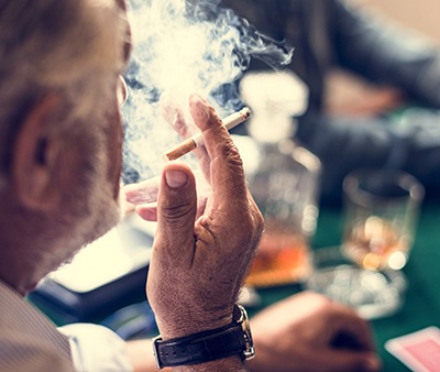 Senior man smoking