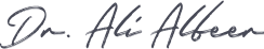 Signature of Carrollton Texas dentist Ali Albeer B D S D D S M S C F A G D