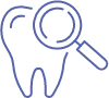 Animated tooth with magnifying glass