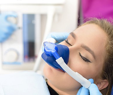 Woman getting nitrous oxide sedation