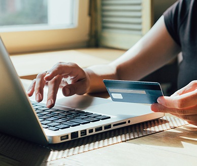 Woman using a credit card